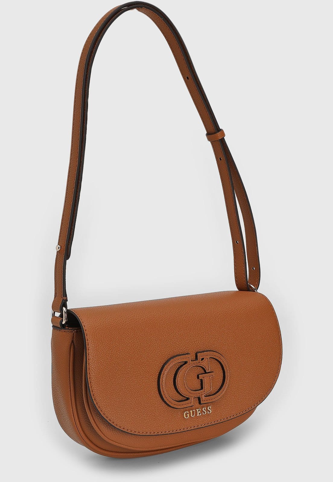 Vista 2 Bolsa Pequena Guess Logo Relevo Guess caramelo