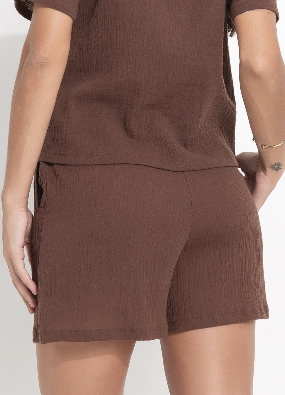 Vista 2 Short Gaze De Algodão Quintess marrom