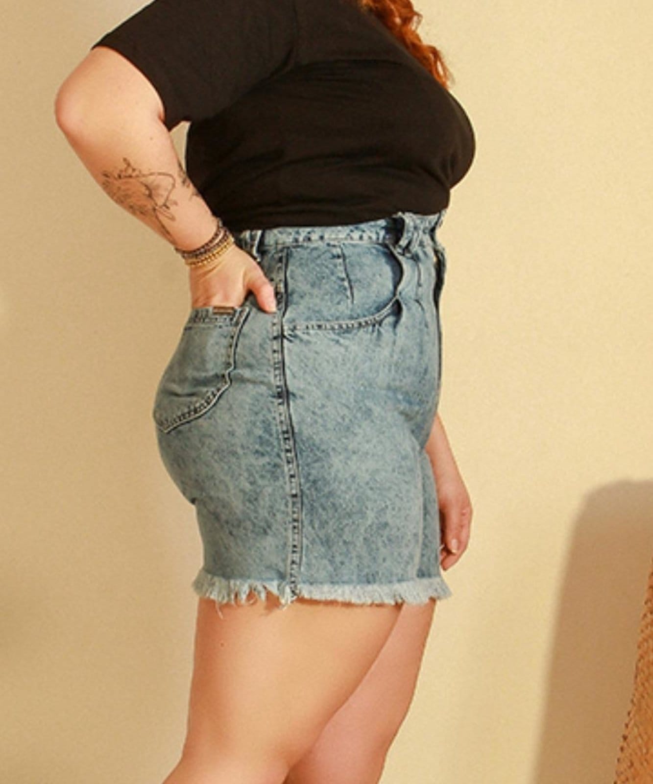 Vista 2 Shorts Feminino Jeans Plus Baggy Razon Jeans multicolorido