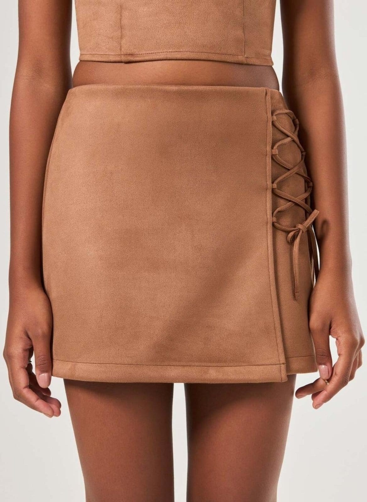 Vista 2 Saia Curta Em Suede Com Amarração Youcom multicolorido