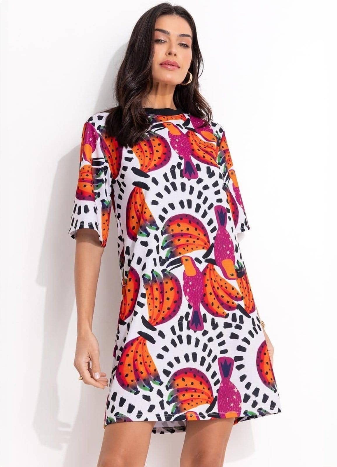 Vestido Em Malha Crepe Tucanos