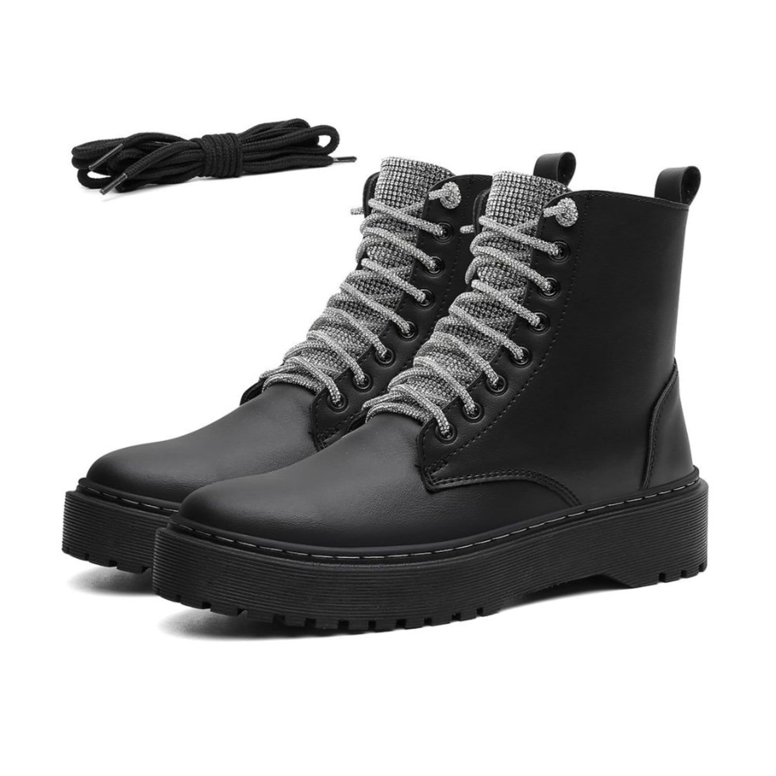 Vista 2 Coturno Feminino Sola Reta Tratorado Com Strass Lançamento Santa Rosa preto