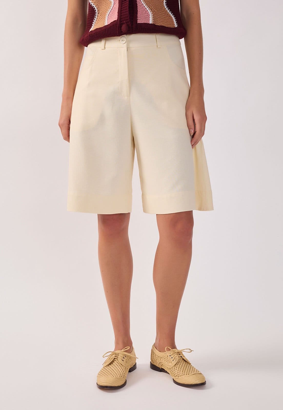 Bermuda Feminina Dress To Reta Off-White