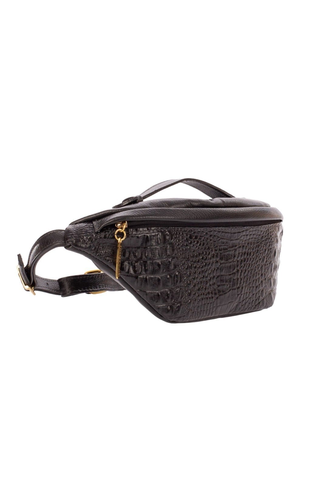 Pochete feminina grande de couro croco Dália