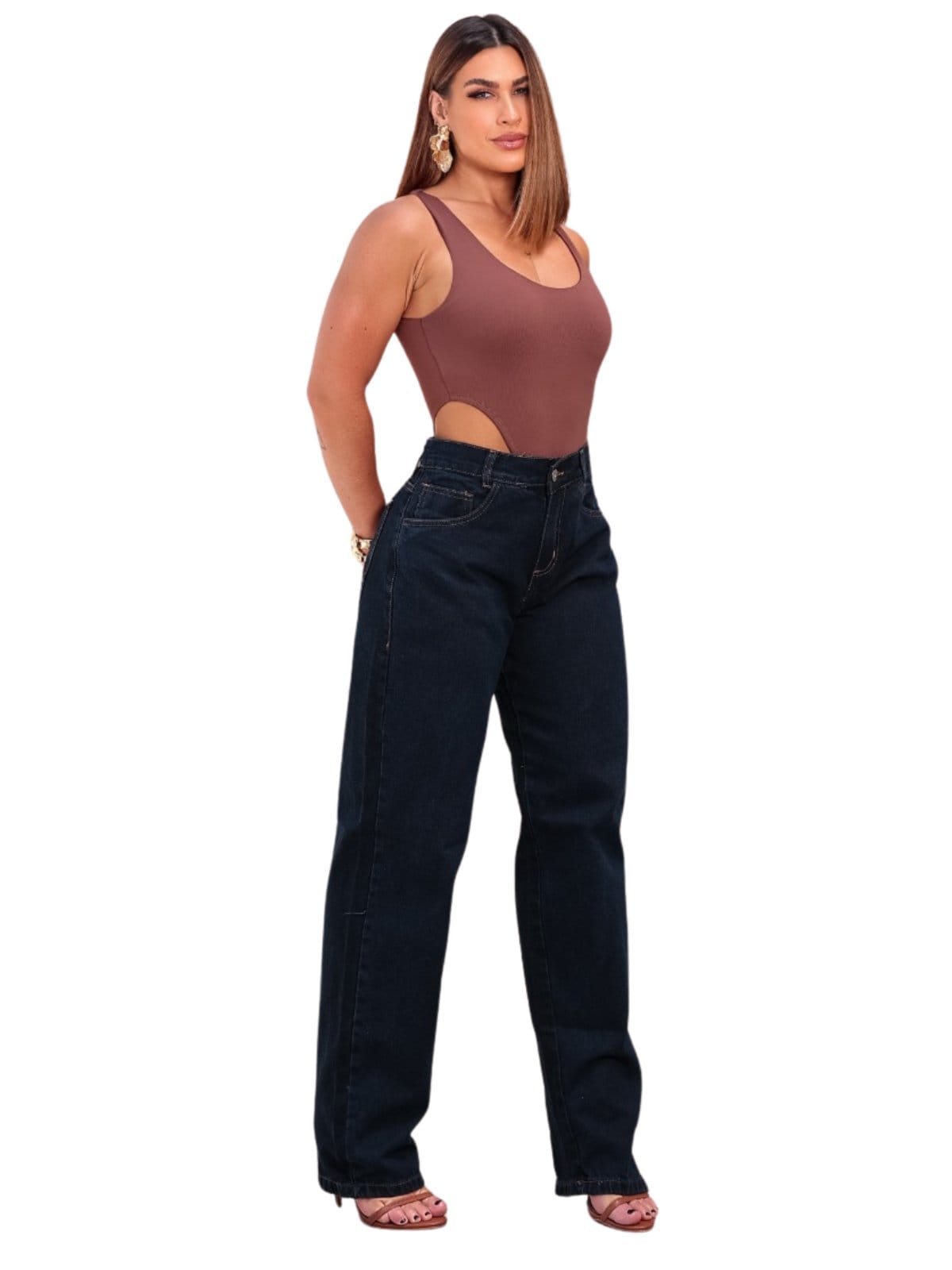 Calça Feminina Tradicional Reta Jeans Azulão