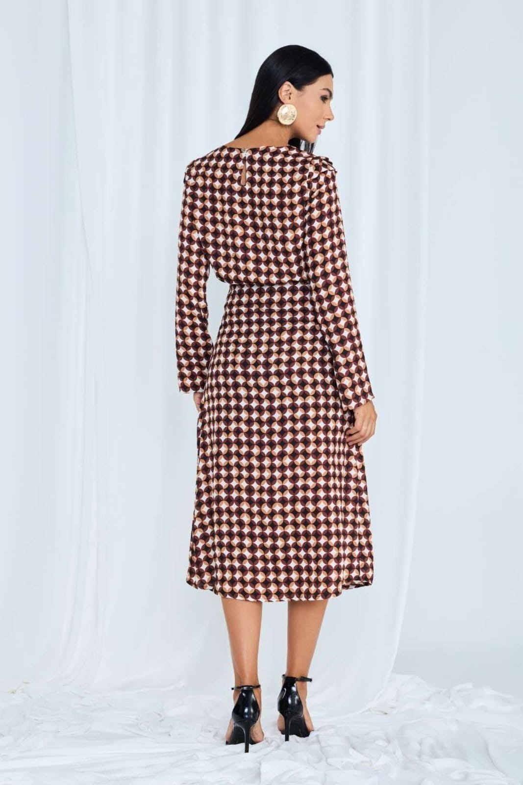 Vista 2 Blusa Vanibele Estampada Geométrica Vanibele estampado/marrom/off-white