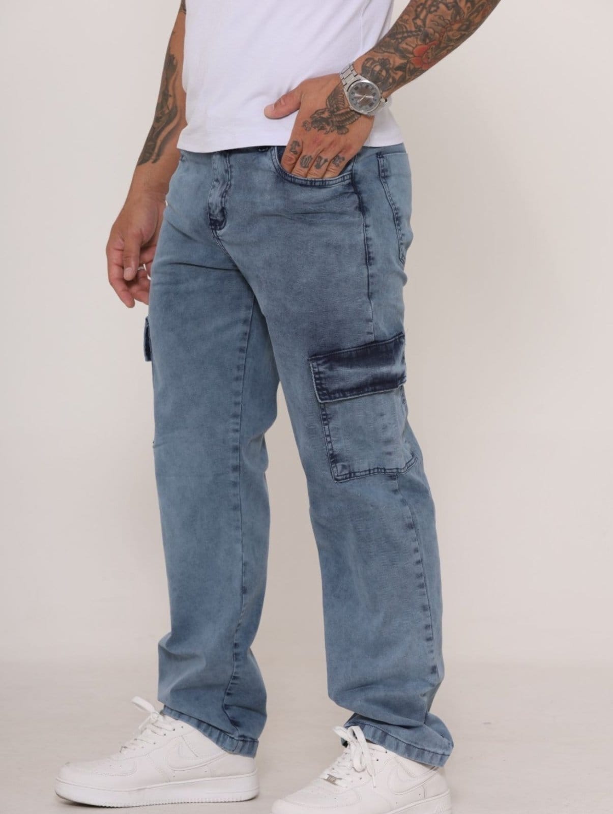 Calça Masculina Cargo Manchada