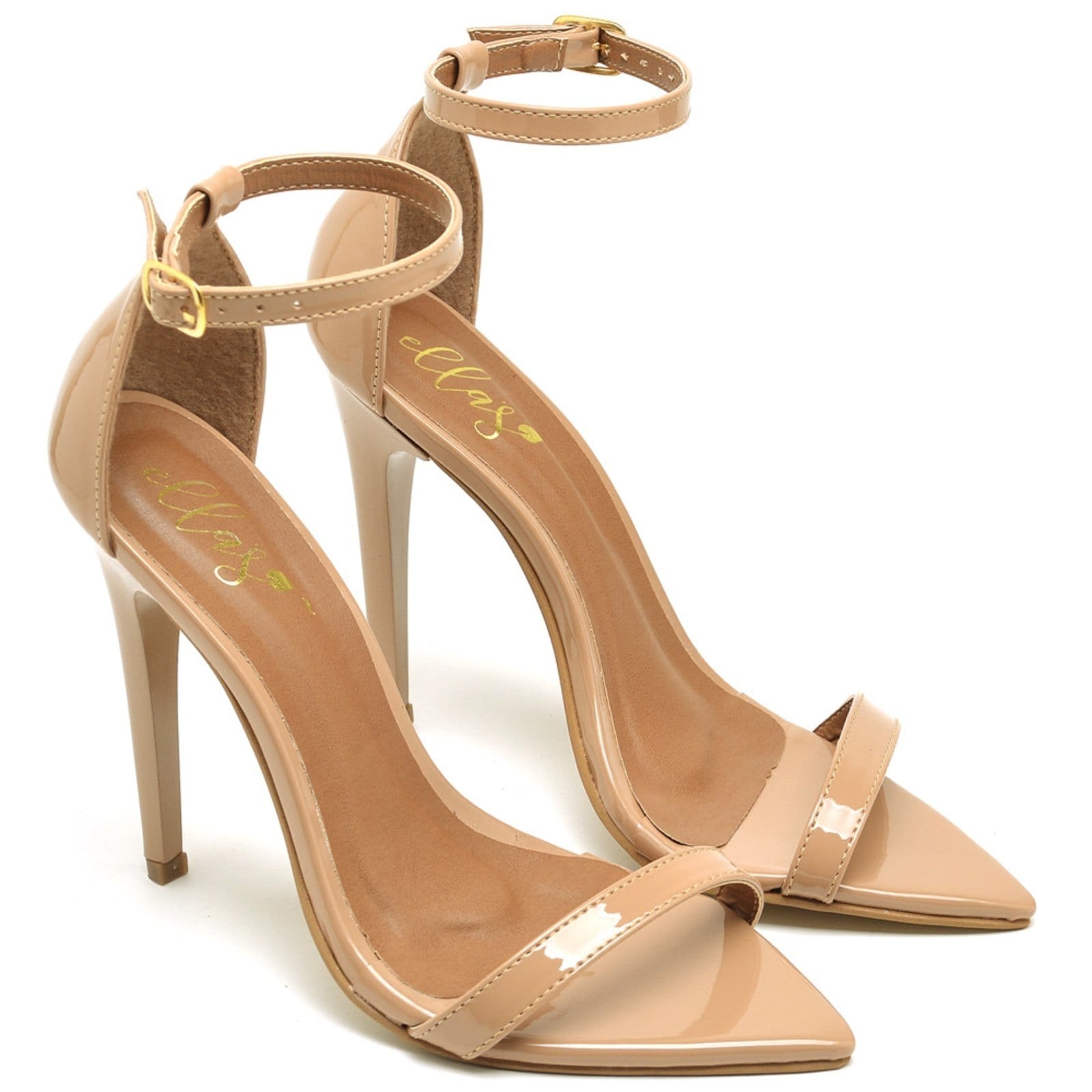 Vista principal Sandália Bico Folha Salto Alto Verniz Ella's ZAFREM nude