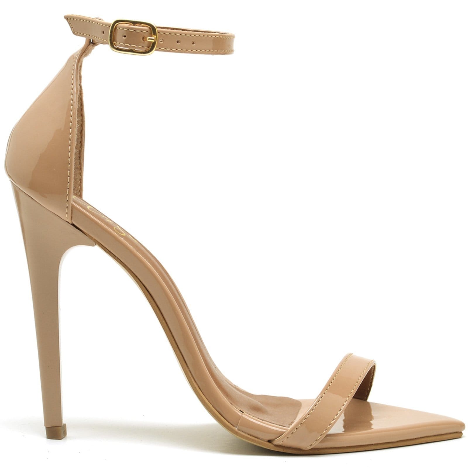 Vista 2 Sandália Bico Folha Salto Alto Verniz Ella's ZAFREM nude