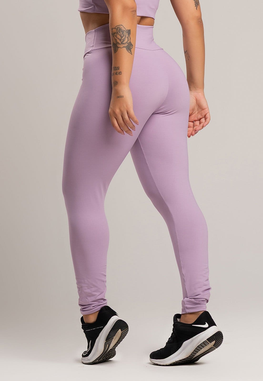 Vista 2 Calça MVB Modas Legging Cintura Alta Poliamida Lavanda Mvb Modas lilás lavanda