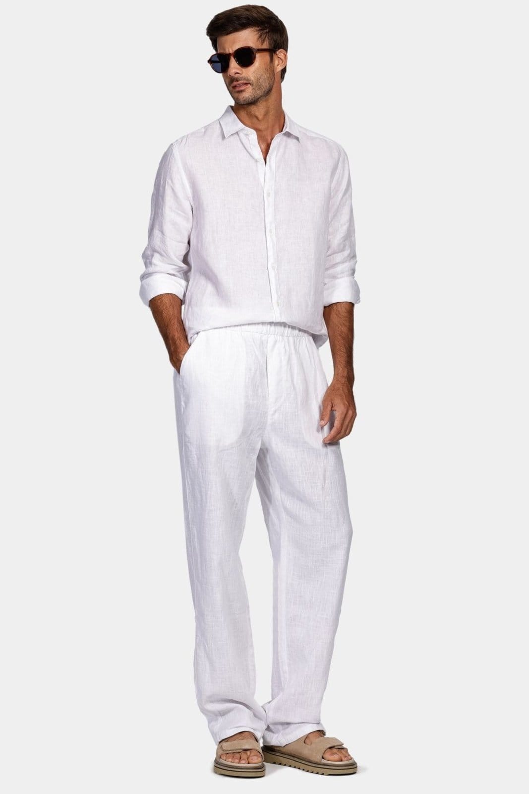 Vista 2 Calça Aramis Chino Ampla Rústica Branco Aramis incolor