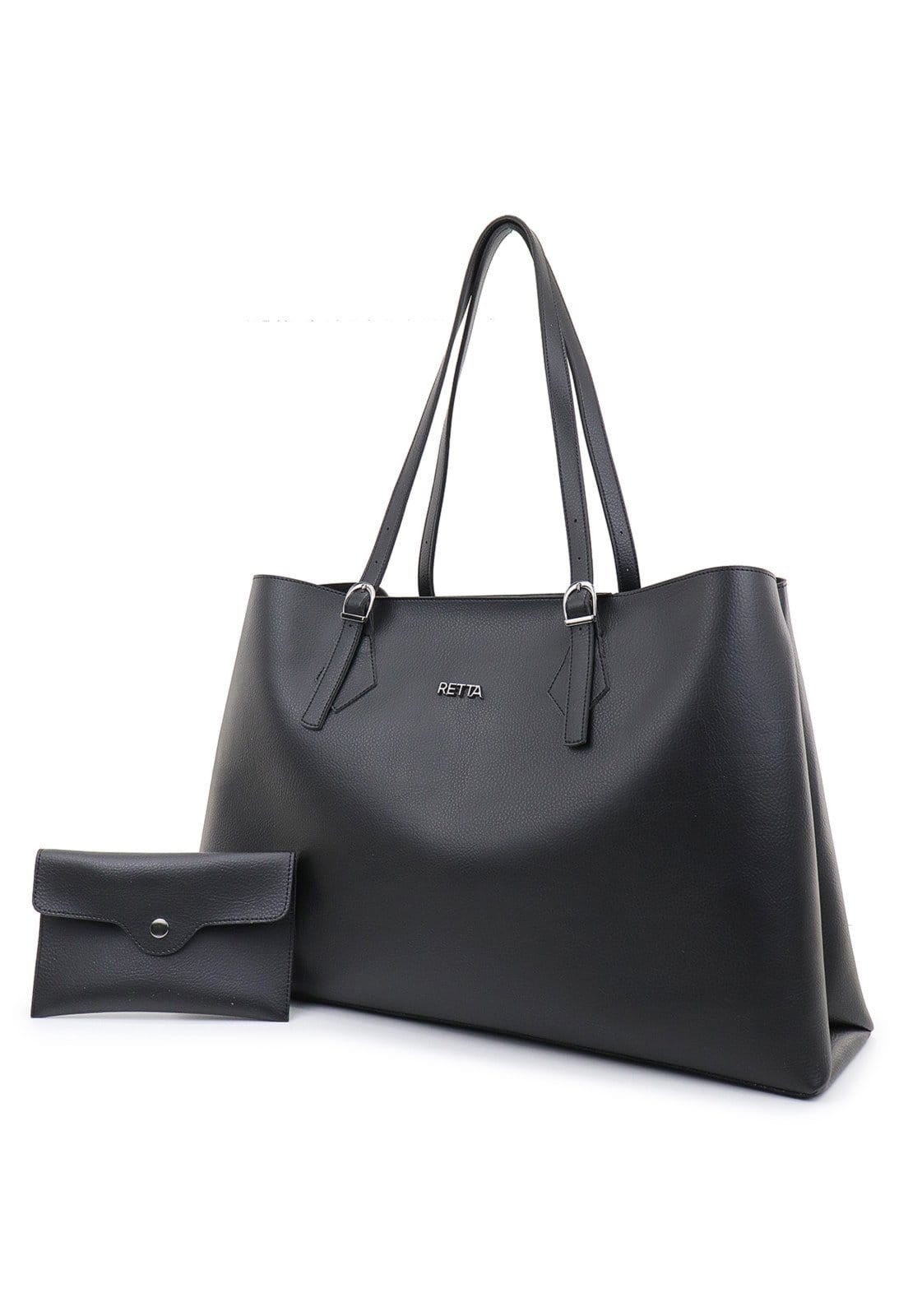 Bolsa Feminina Grande Alça Regulavel de Ombro Espaçosa Retta Oficial Preta