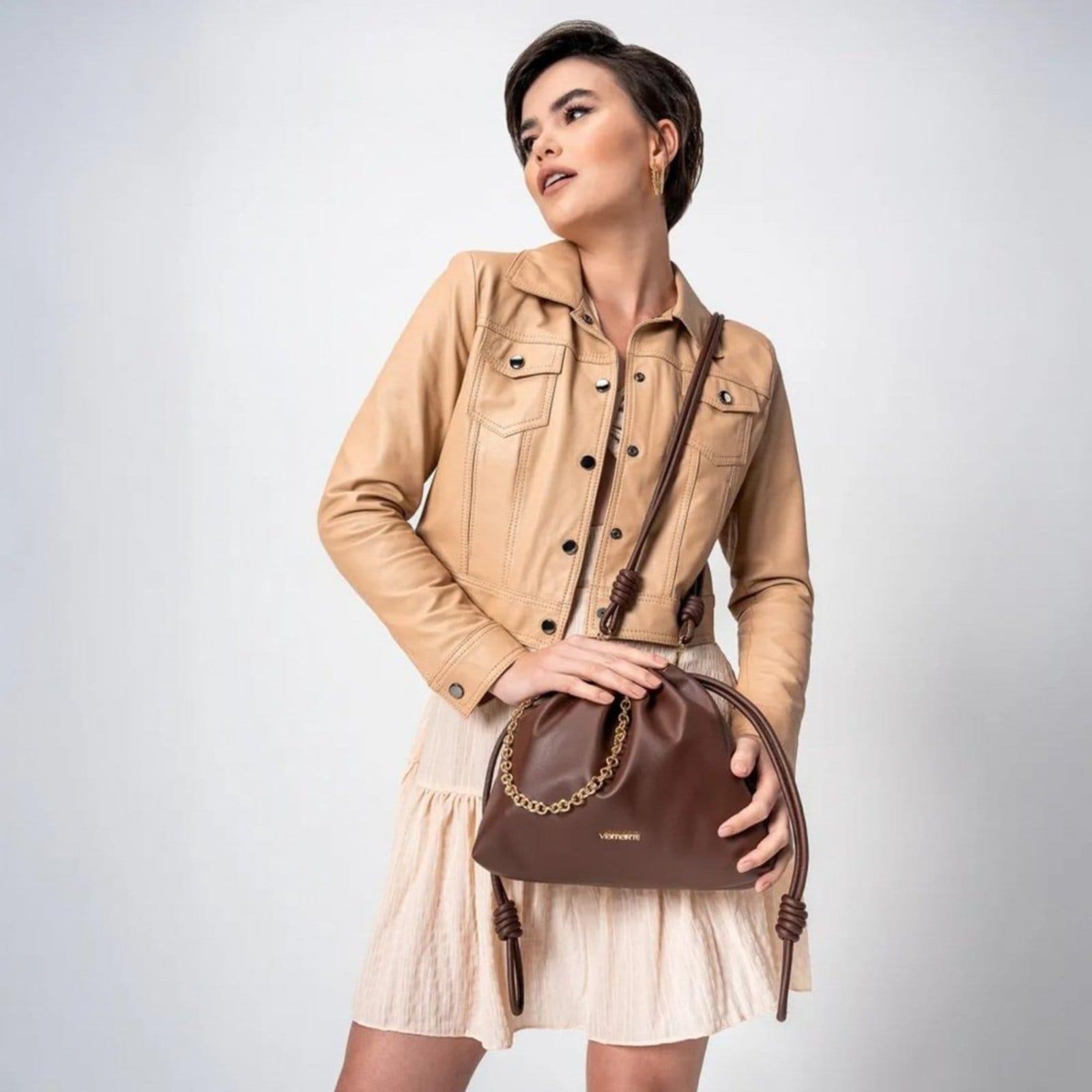 Vista 2 Bolsa Feminina Via Marte com Corrente B2-617 Via Marte VIA MARTE marrom