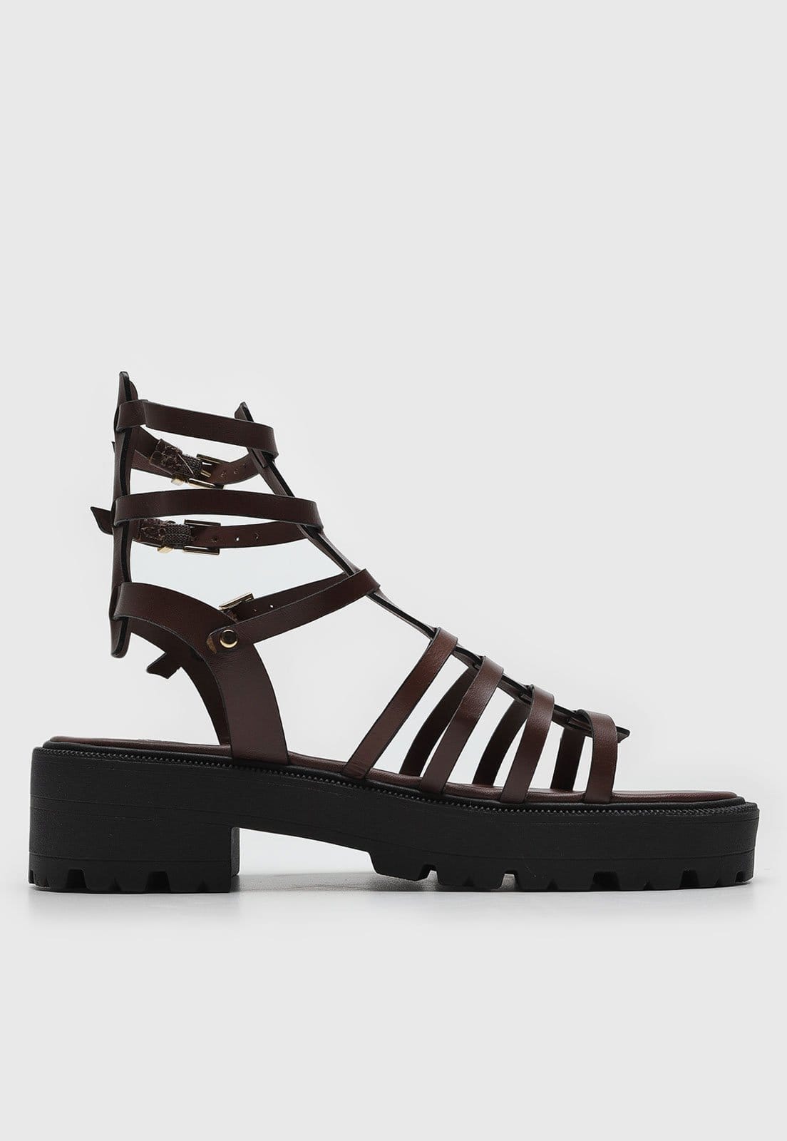 Vista 2 Sandália Gladiadora Santa Lolla Tratorada Marrom Santa Lolla vinho