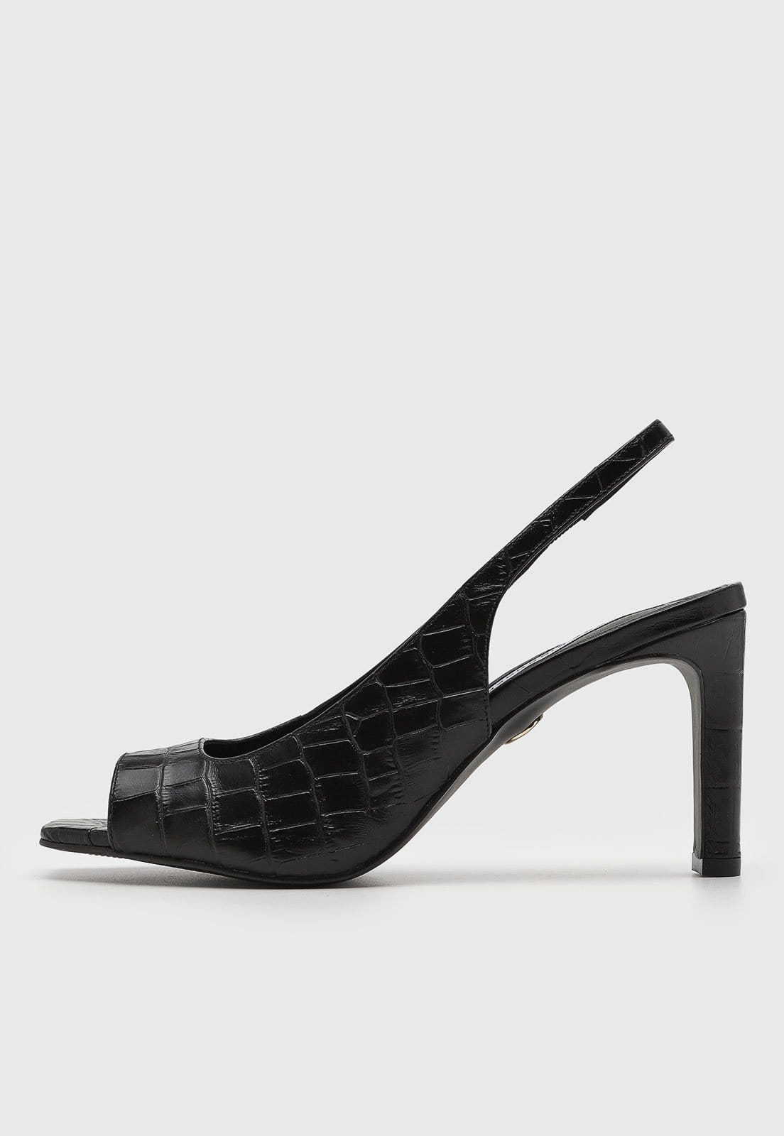 Sandália Feminina Jorge Bischoff Efeito Croco Preta