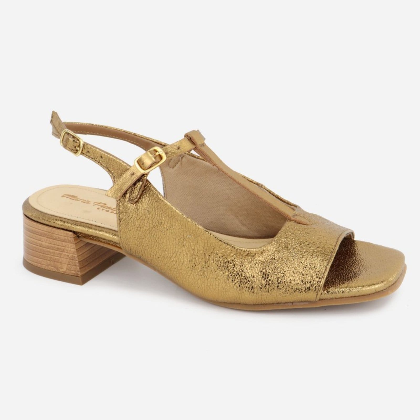 Sandália Feminina Salto Baixo Couro Maria Paula Calce Fácil