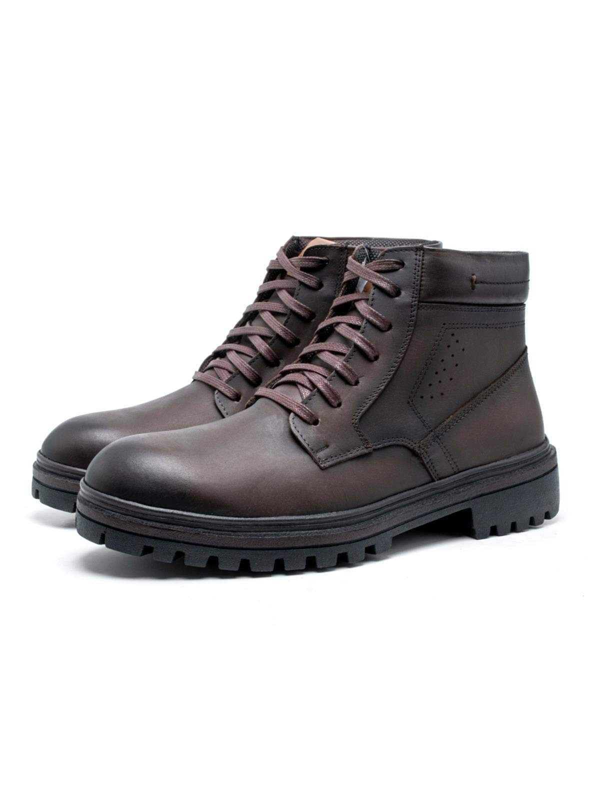 Bota Masculina Couro Cano Curto Casual com Cadarço Moderna