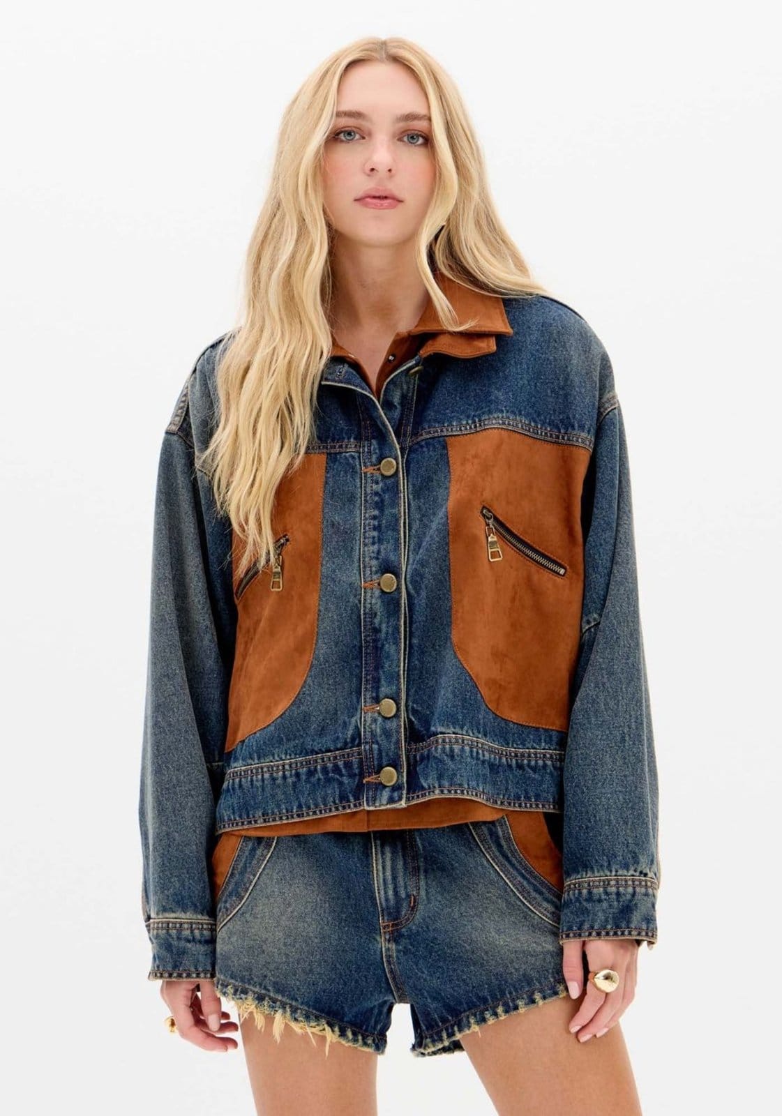 Vista 2 Jaqueta Jeans Bicolor My Favorite Things azul