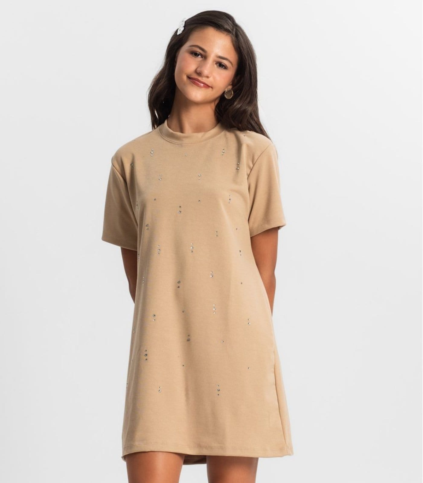 Vista 2 Infantil - Vestido Juvenil Com Strass Minty MINTY marrom