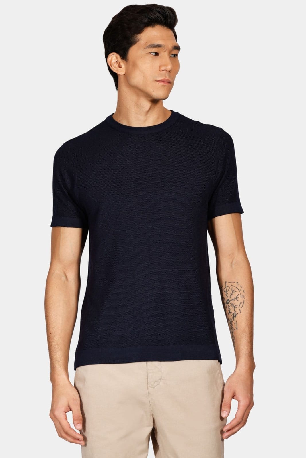 Tricot Aramis Manga Curta Ponto Pipoca Marinho