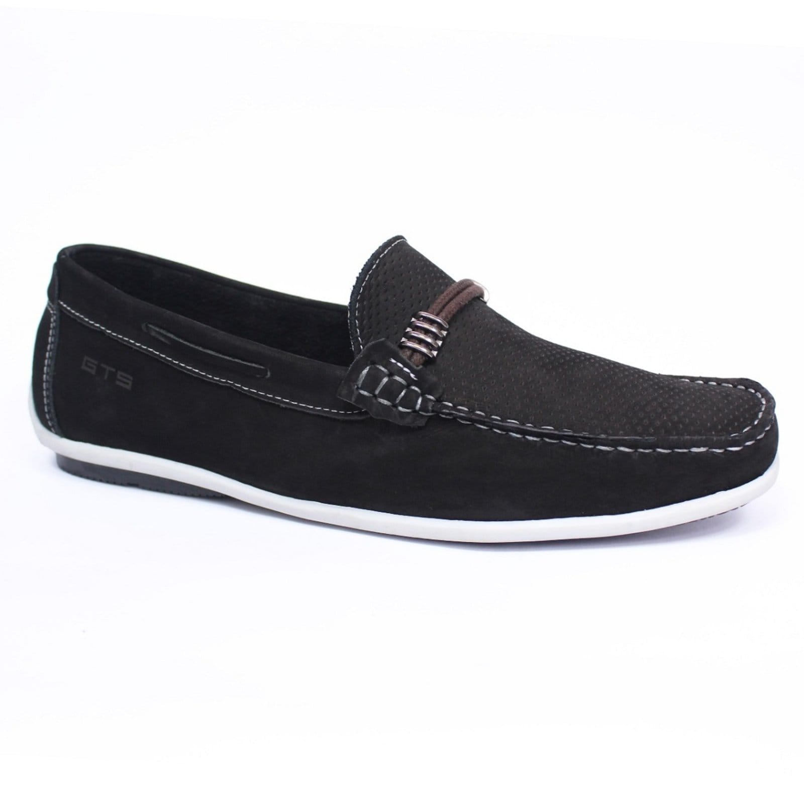 Vista 2 Mocassim Couro Masculino Estilo Gravata Reforçado Solado Borracha Casual FRANCA GRIFFE preto