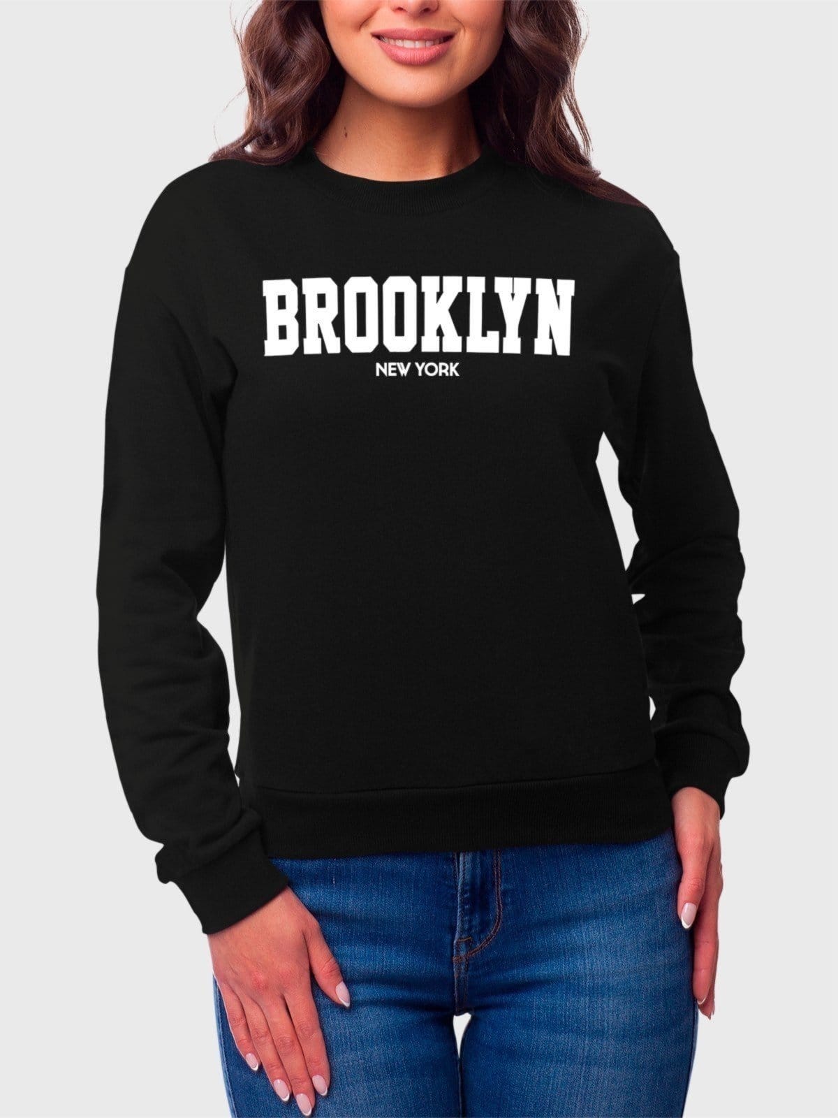 Moletom Gola Redonda Feminino Flanelado Estampa Brooklyn