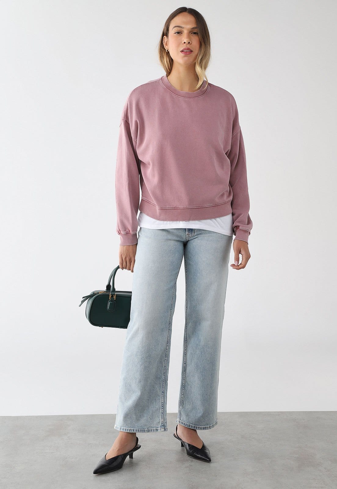 Vista 2 Blusa de Moletom Feminina GAP Gola Redonda GAP rosa