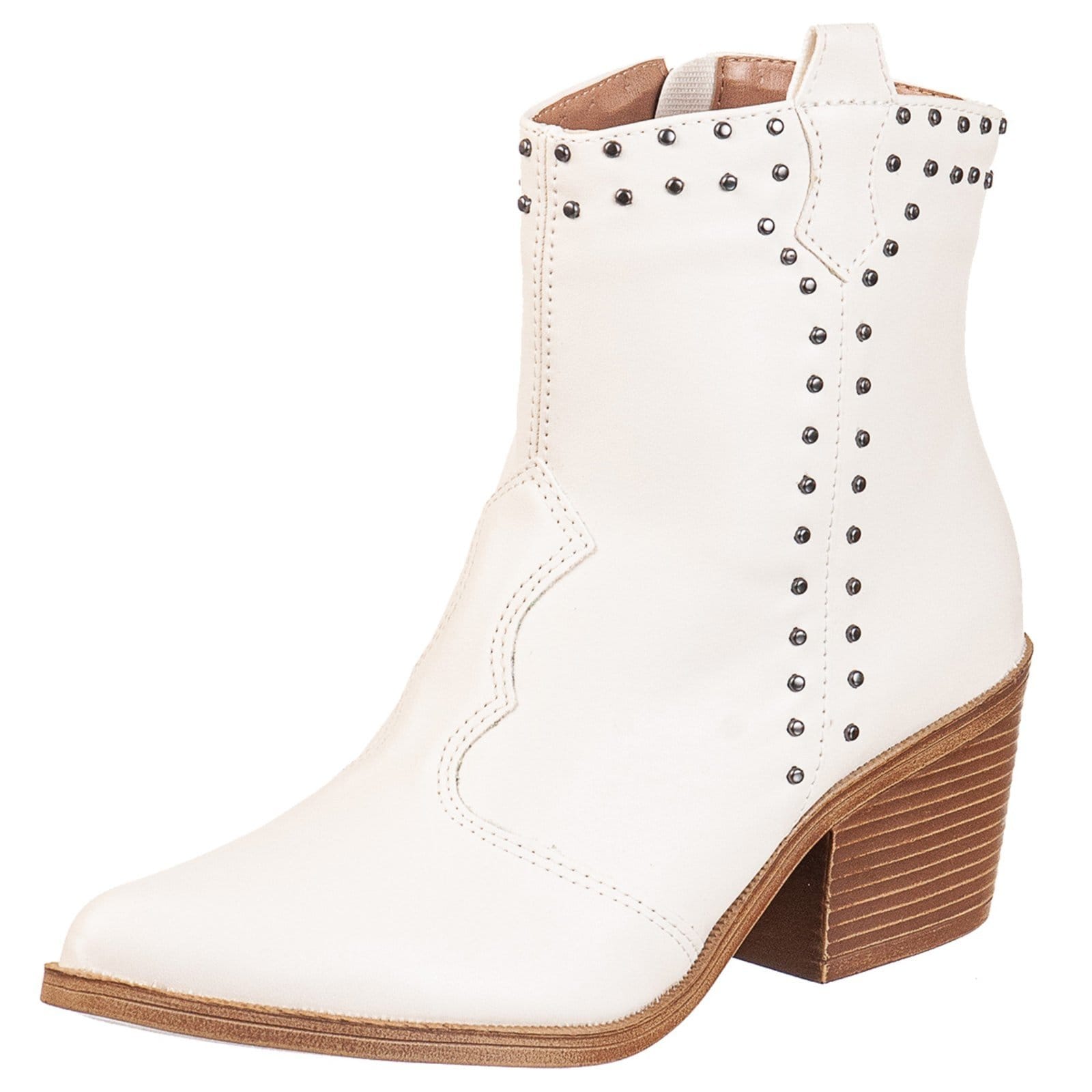 Bota Western Feminina Texana Country Via Birigui Cano Curto Bico Fino OffWhite