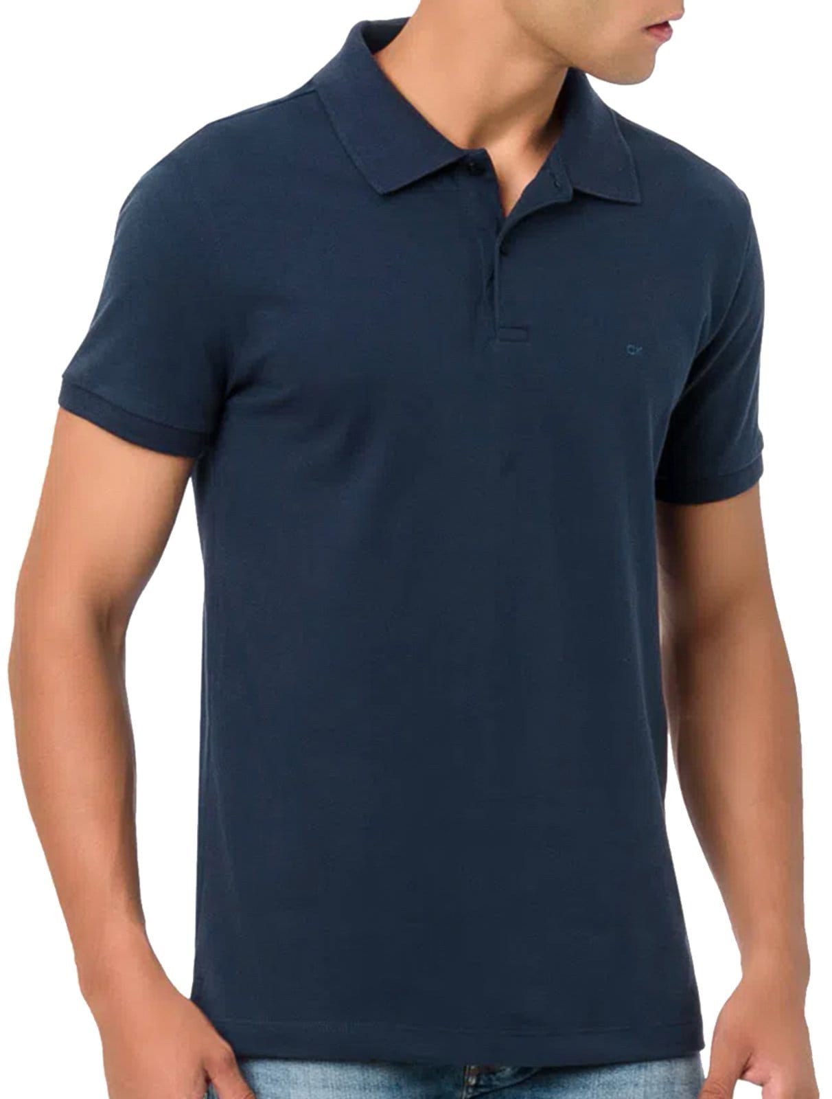 Polo Calvin Klein Masculina Piquet Slim Básica Sem Friso