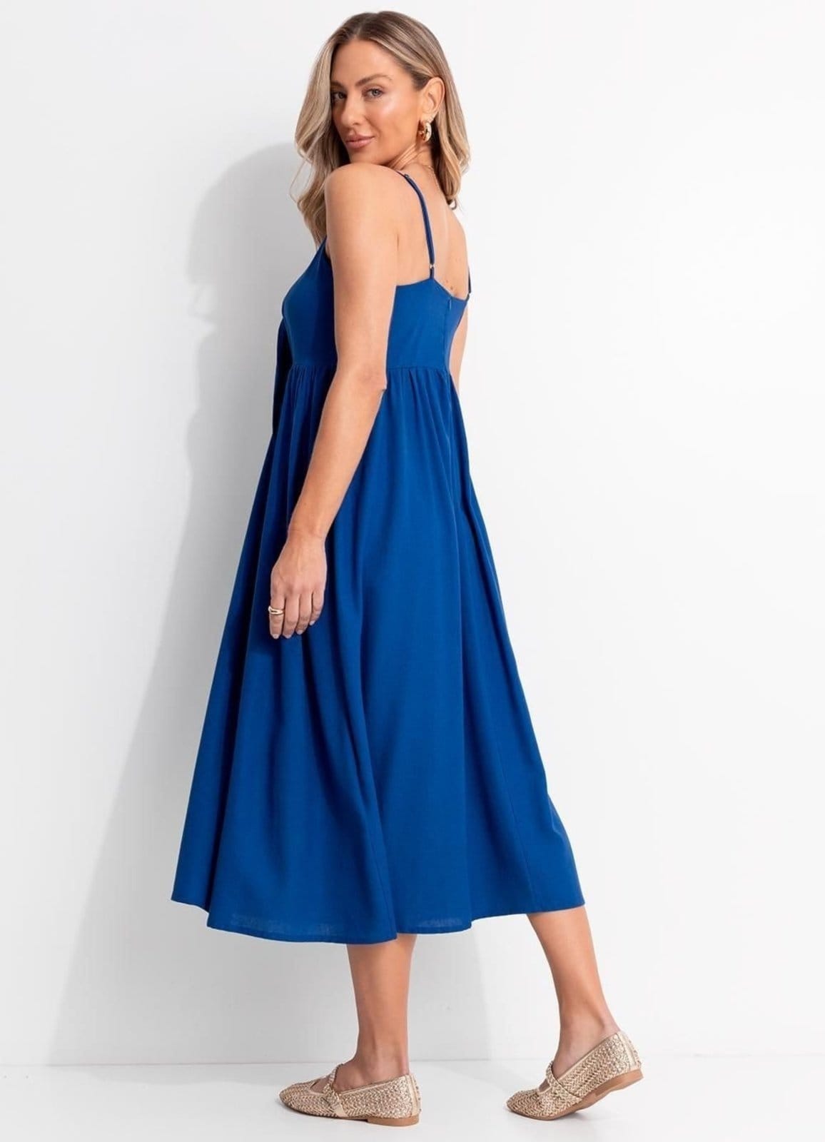 Vista 2 Vestido Em Linho Royal Quintess azul