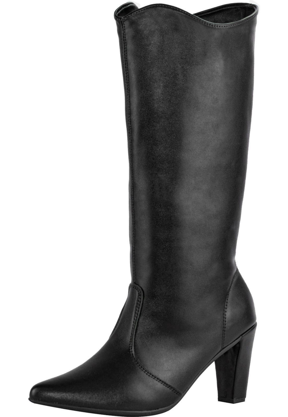 Bota Feminina Bico Fino Lumiss Cano Longo Salto Alto Fino Confortável Montaria