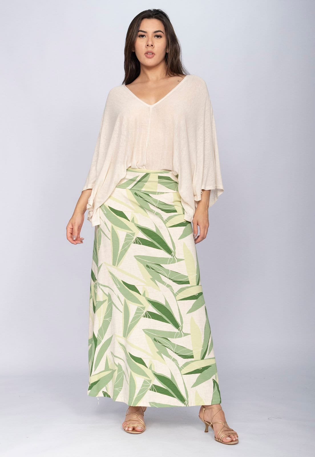 Saia CabanaFree Longa Malha SAZ Estampa Verde Selvagem