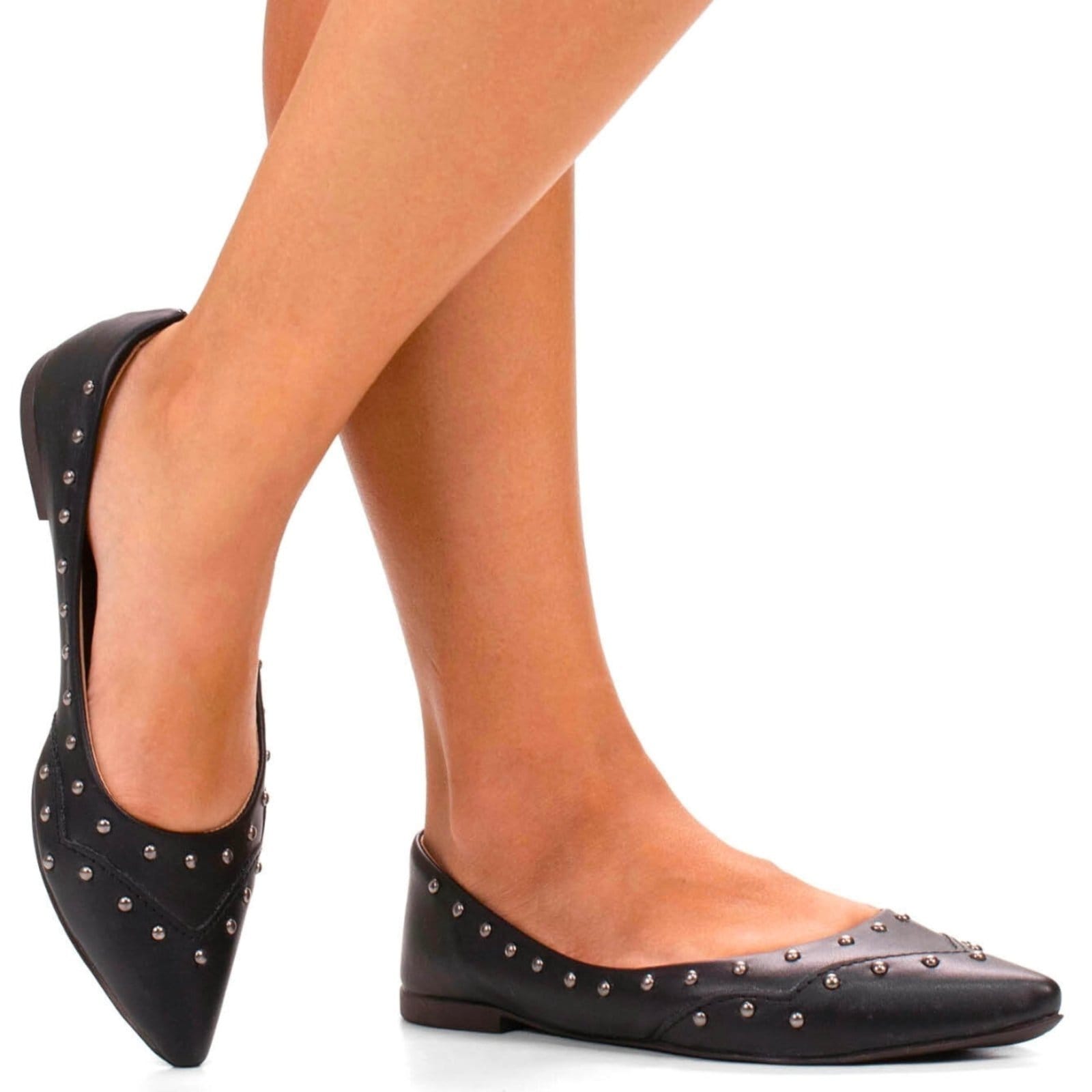 Sapatilha feminina confortável casual moderna spikes Napa