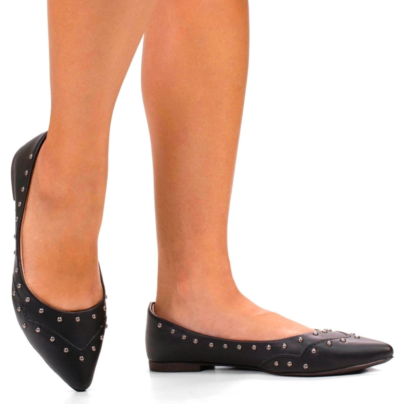 Vista 2 Sapatilha feminina confortável casual moderna spikes Napa ZATURE STORES preto