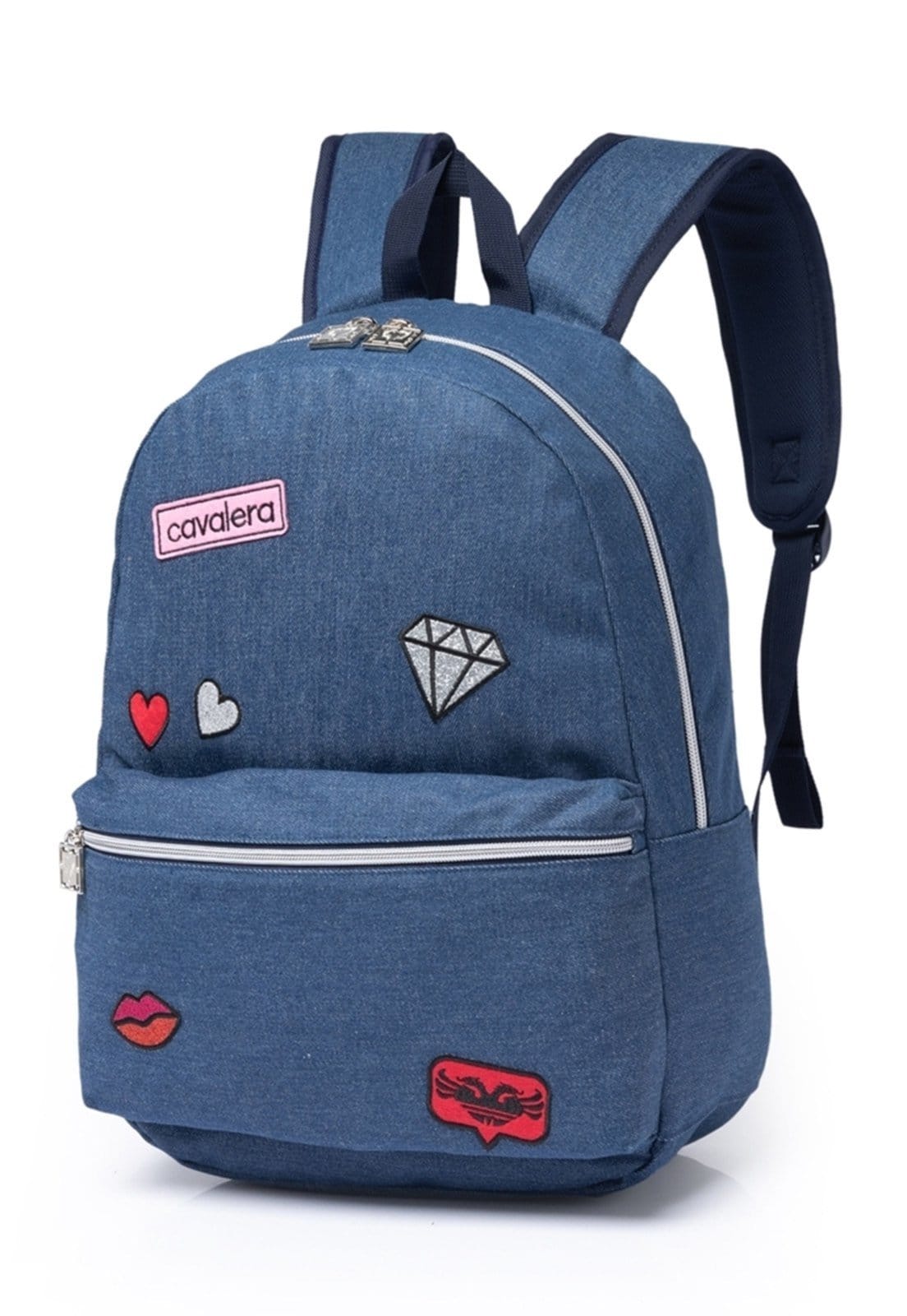 Vista 2 Mochila Cavalera Feminina Escolar Reforçada Faculdade Cavalera azul