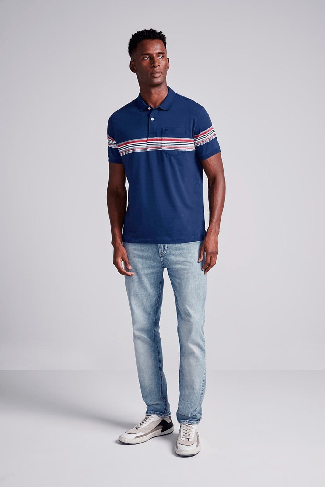 Vista 2 HIGHSTIL Camisa Polo com Bolso Malha Comfort Medio HIGHSTIL azul