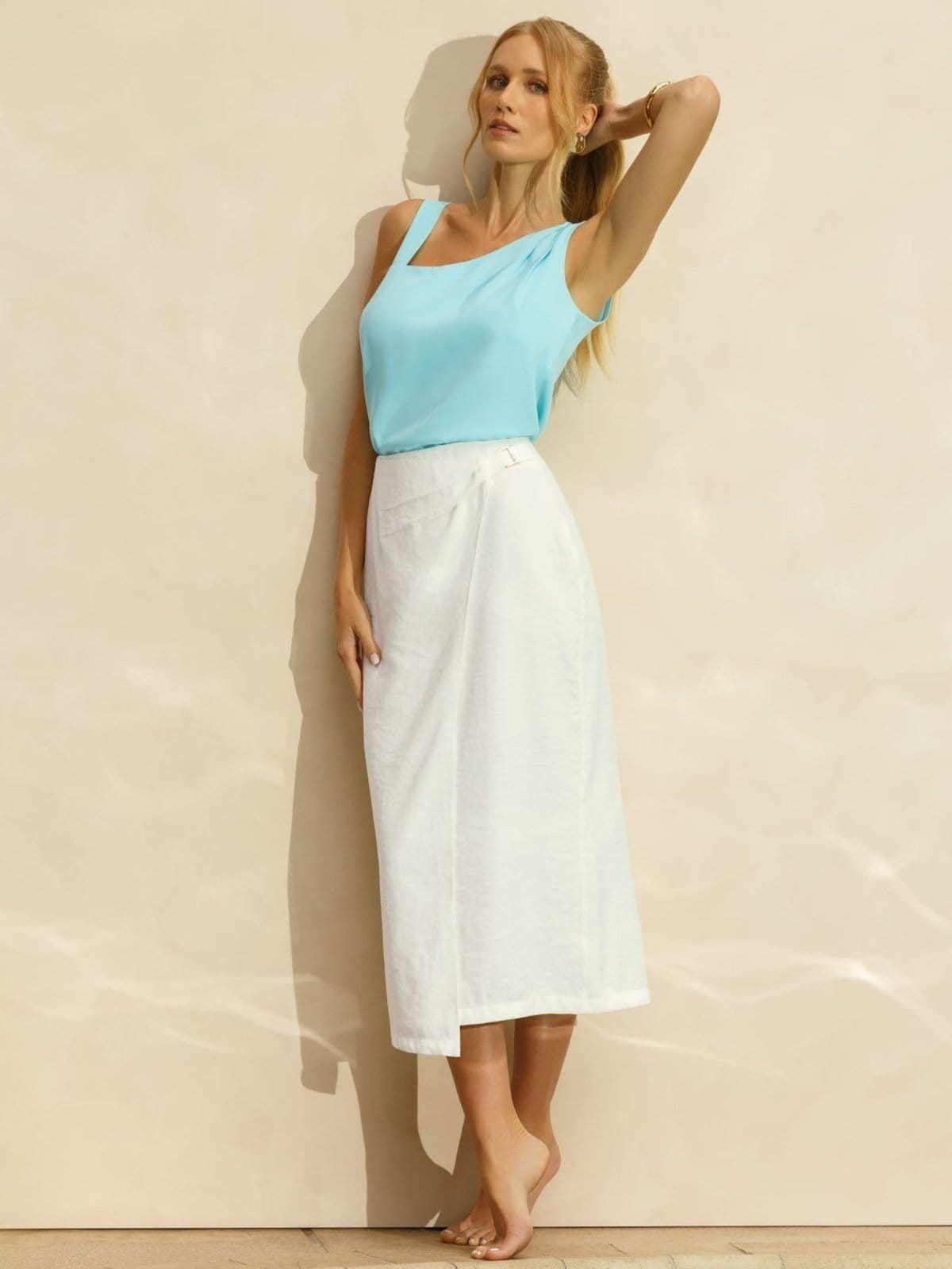 Saia de Alfaiataria Longuete Off White Mara