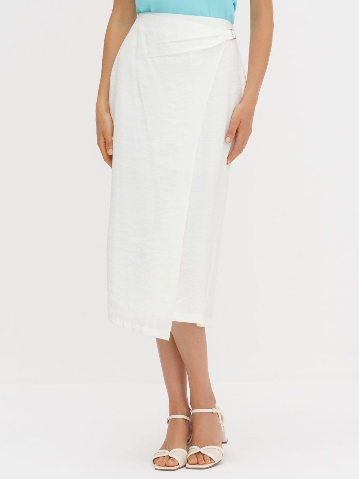 Vista 2 Saia de Alfaiataria Longuete Off White Mara Principessa branco white