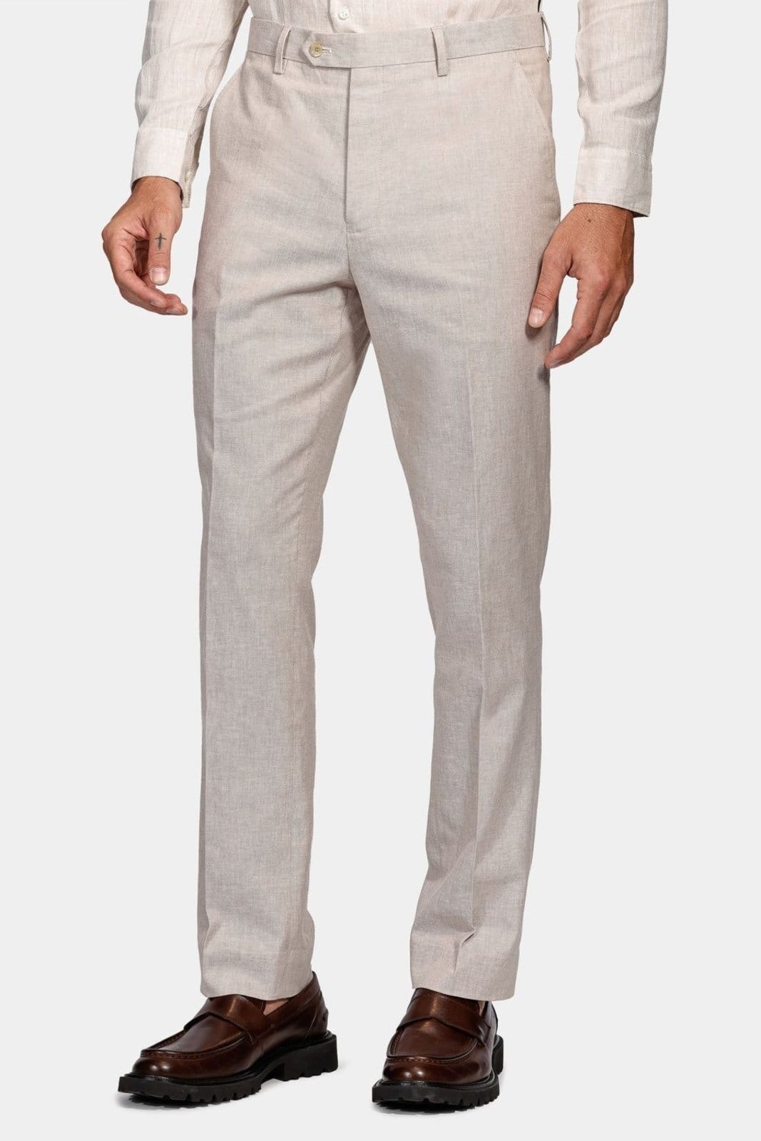 Calça Aramis Alfaiataria Linho Oxford Slim Cáqui