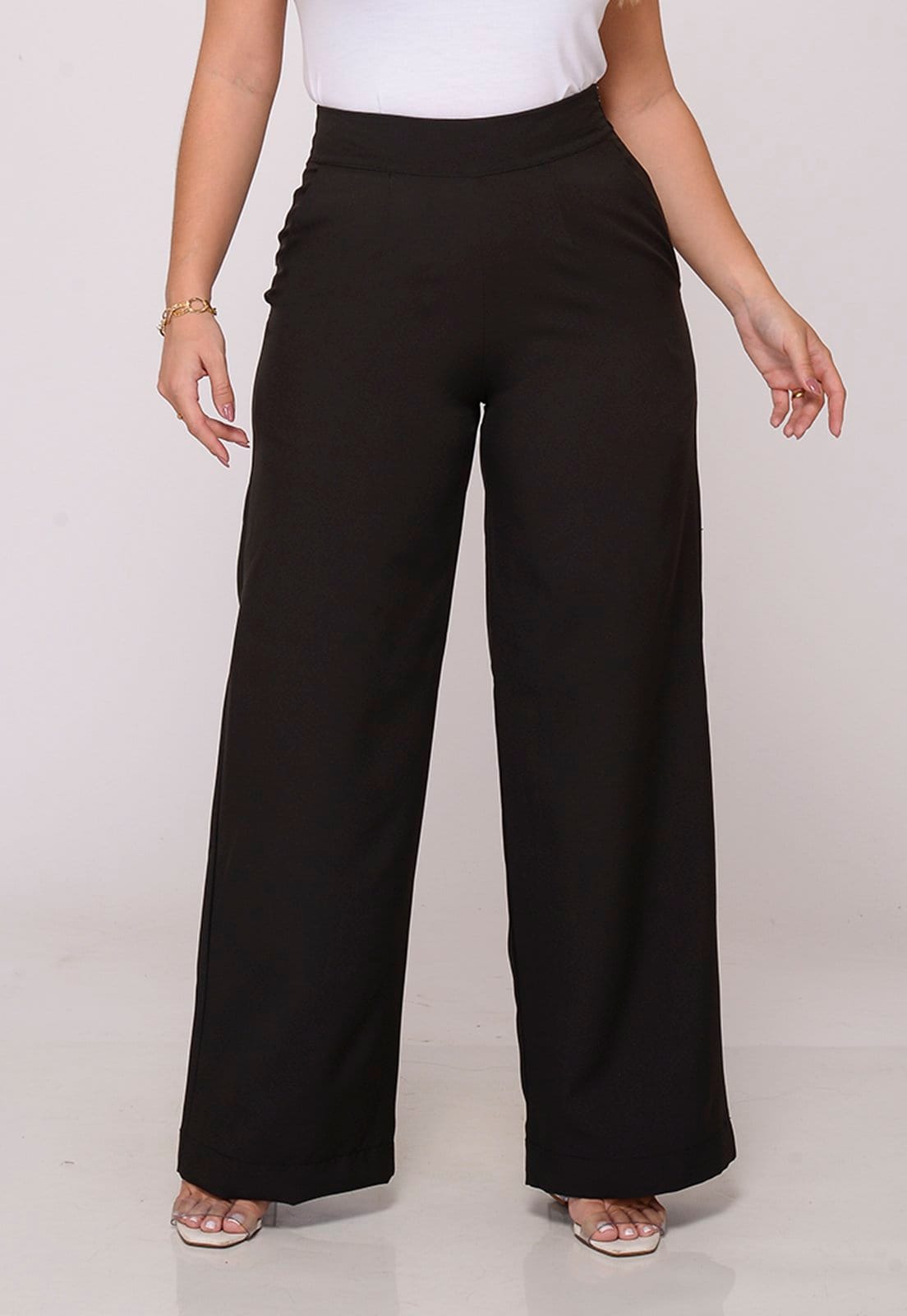 Calça Social Feminina Pantalona Cintura Alta Elegância e Conforto