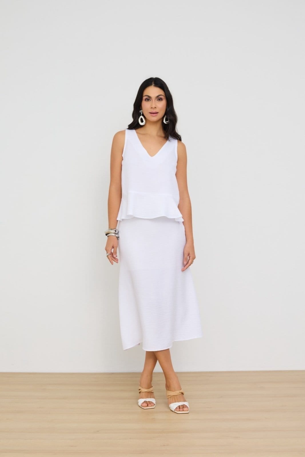Saia Vanibele Midi Branca