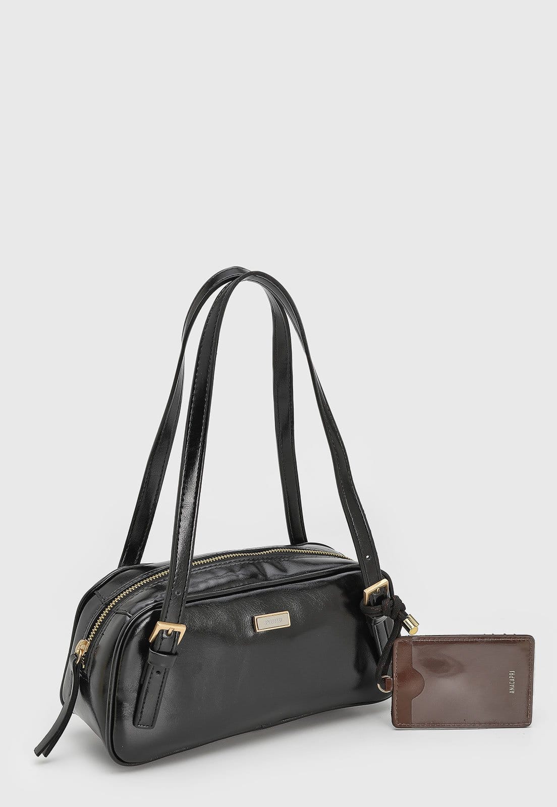 Vista 2 Bolsa Média Feminina Anacapri Porta-Cartões Preta Anacapri preto