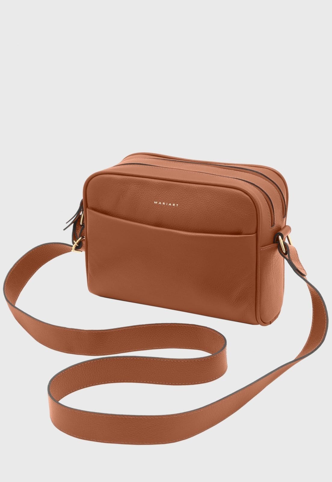 Bolsa Transversal de Couro Mariart Pupunha Camel