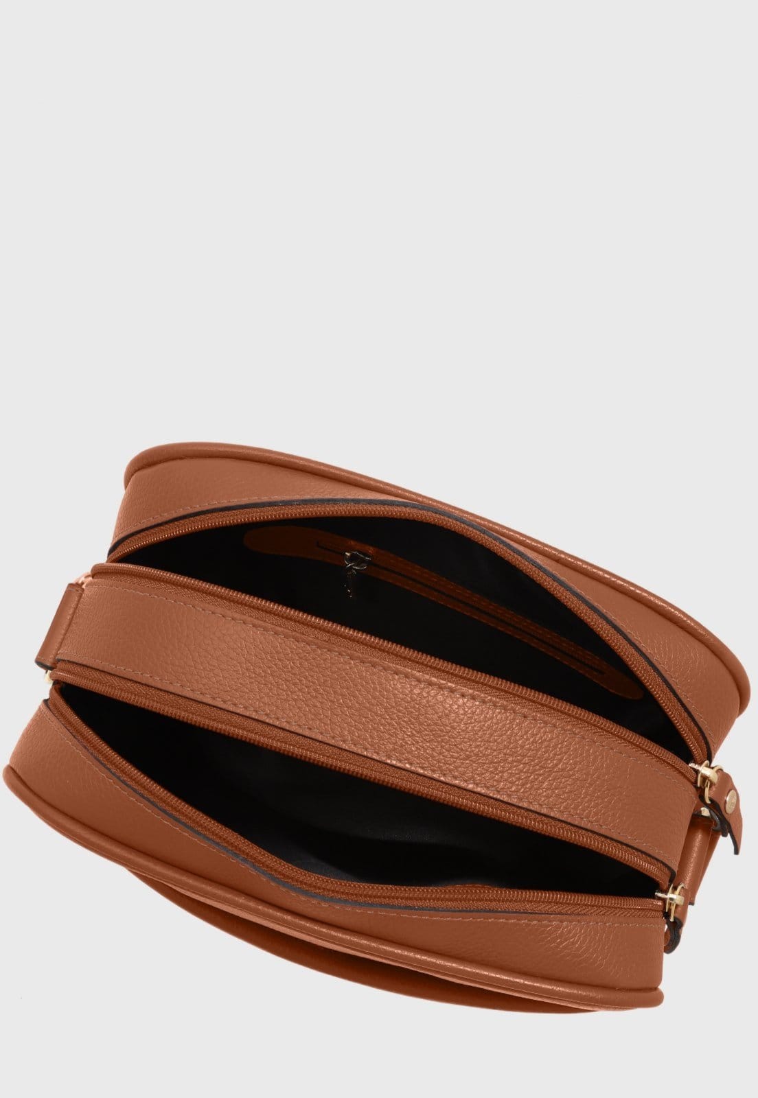 Vista 2 Bolsa Transversal de Couro Mariart Pupunha Camel Mariart caramelo