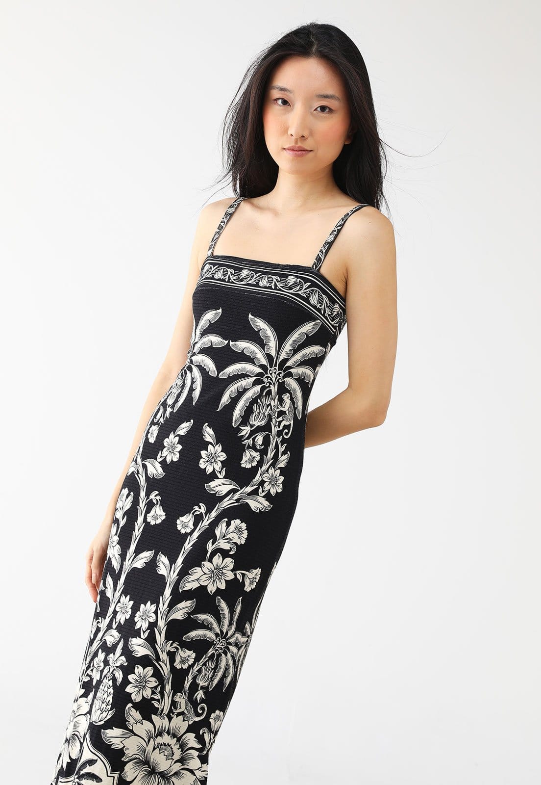 Vestido Canelado FARM Midi Guanacaste