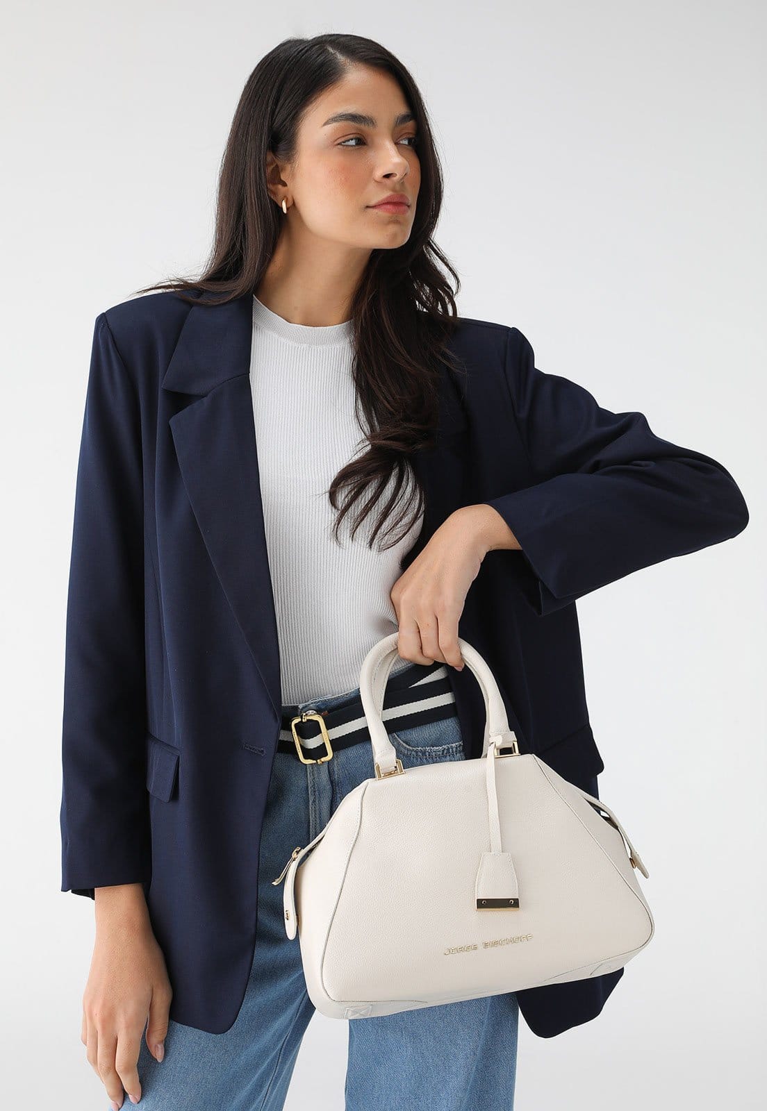 Bolsa Tiracolo Jorge Bischoff Geométrica Off-White