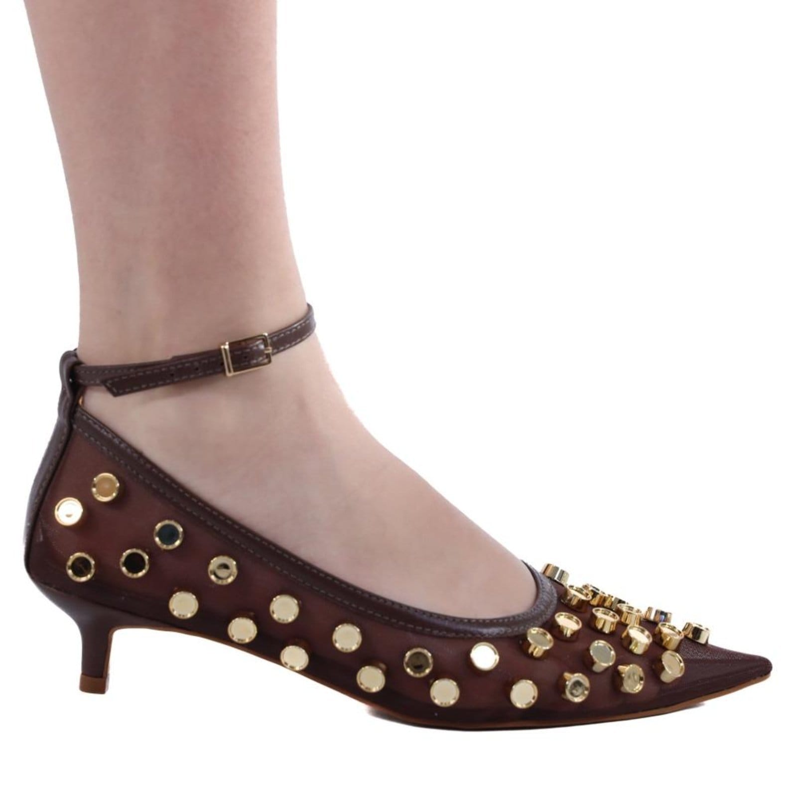 Sapatilha Feminina Zariff com Salto e Maxi Esferas 2036-6353 Brown Incolor