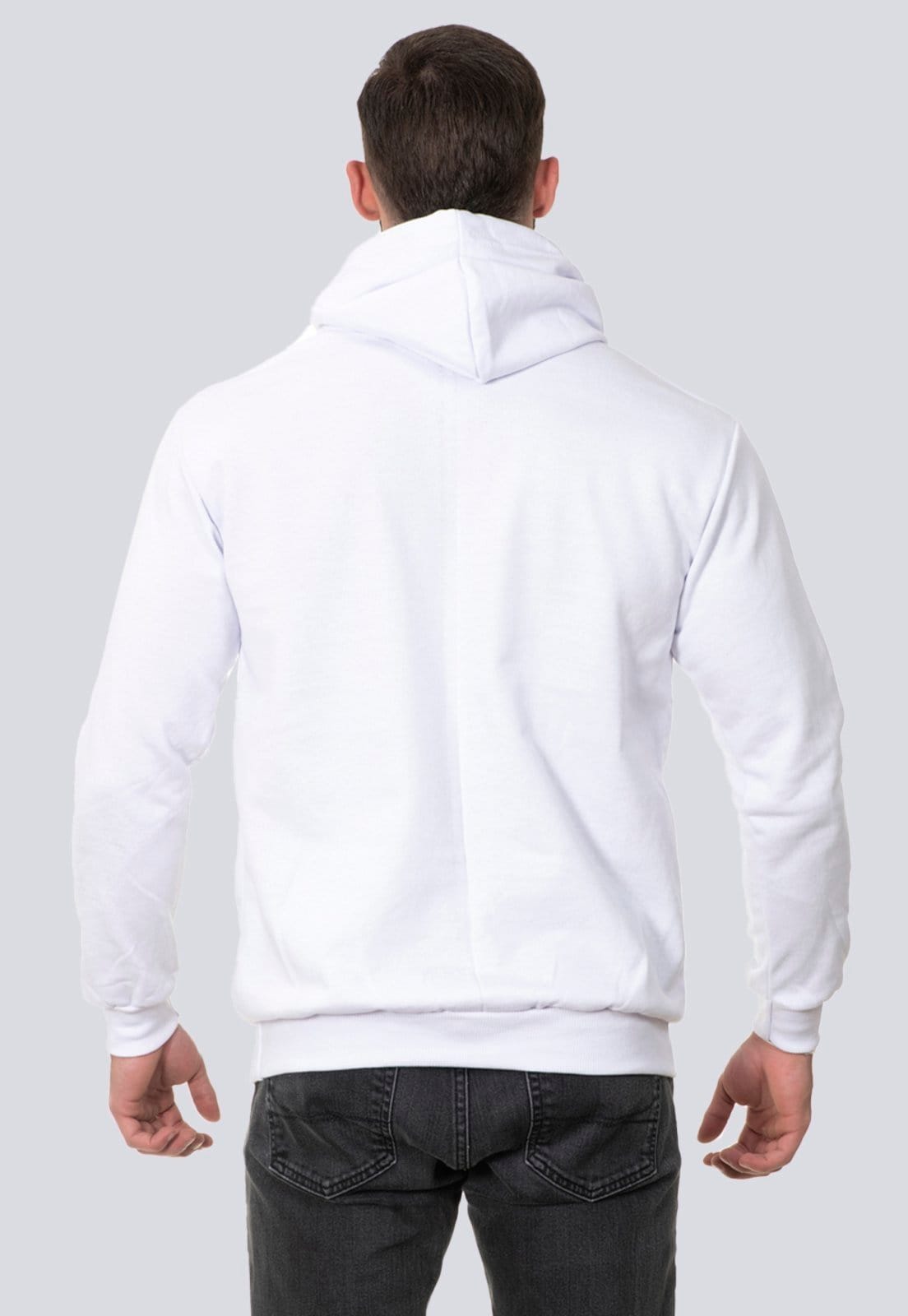 Vista 2 Moletom Masculino Casual Blusa de Frio Canguru NYC Authentic Lucas Lunny branco