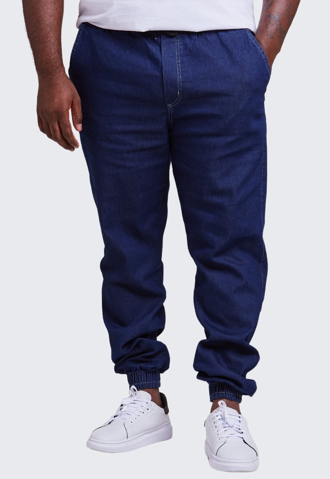 Calça Jogger Plus Size Masculina Com Punho Daze Modas Jeans Escuro