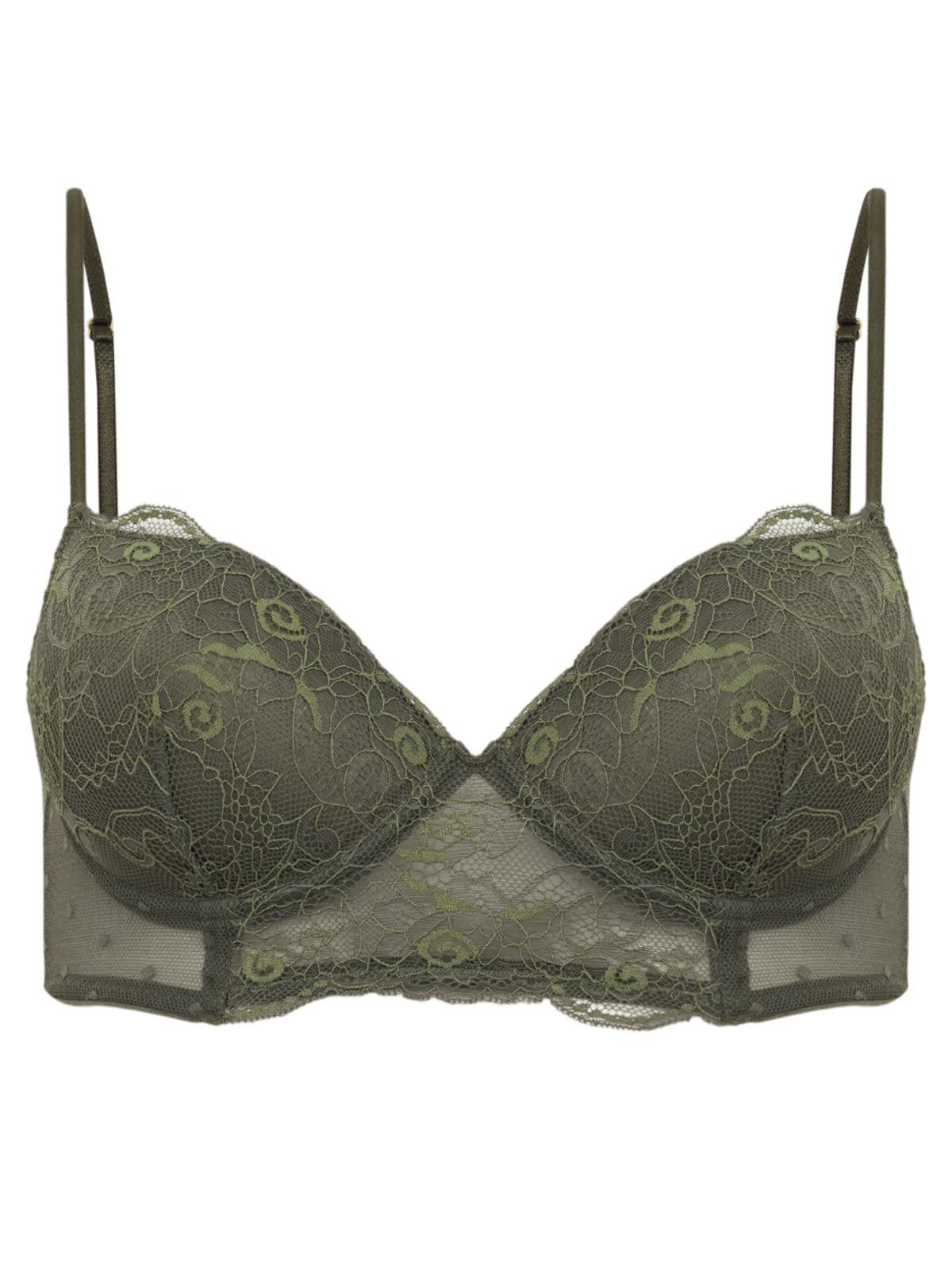 Sutiã Cobertura Total Bojo Alongado Renda Gigi Verde Beetle